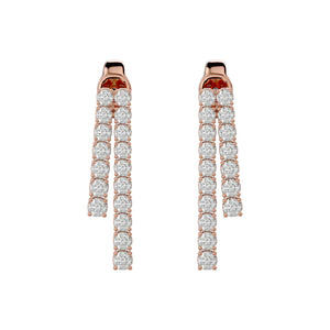 Earrings „Waterfall" for Women with Diamonds and Rose Gold