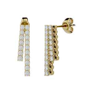 Earrings „Waterfall" for Women with Diamonds and Gold