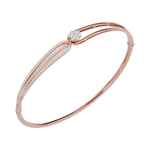 Bracelet "Flower" for Women with Diamonds and Rose Gold
