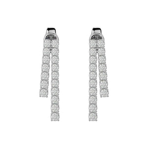 Earrings „Waterfall" for Women with Diamonds and White Gold