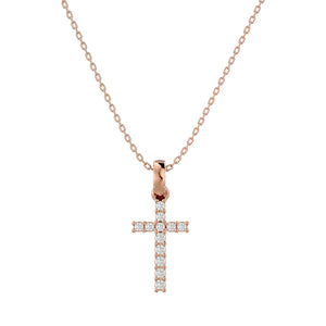 Pendant „Cross" for Women and Men with Diamonds and Rose Gold