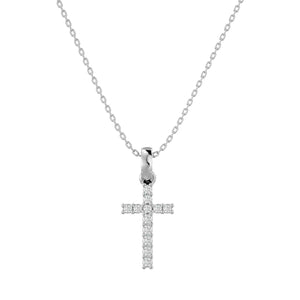 Pendant „Cross" for Women and Men with Diamonds and White Gold