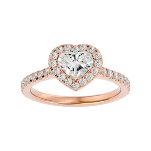 Ring „Amore" for Women with Diamonds Heart and Rose Gold