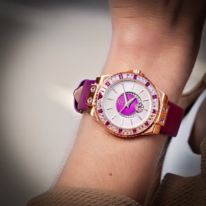 Alba AC01 - Ladies Automatic Watch, Purpur Silk Bracelet